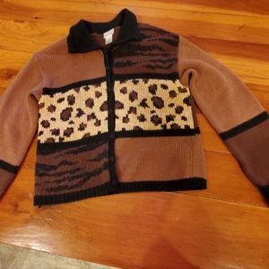 Animal Print Cardigan Sweater, Size S